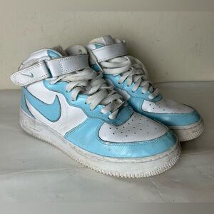 Nike Custom Air Force 1 Mid Baby blues women athletic shoes sneakers size 7Y
